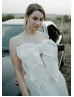 Strapless Ivory Satin Tulle Slit Wedding Dress With Big Bow Strapless Ivory Satin Tulle Slit Wedding Dress With Big Bow